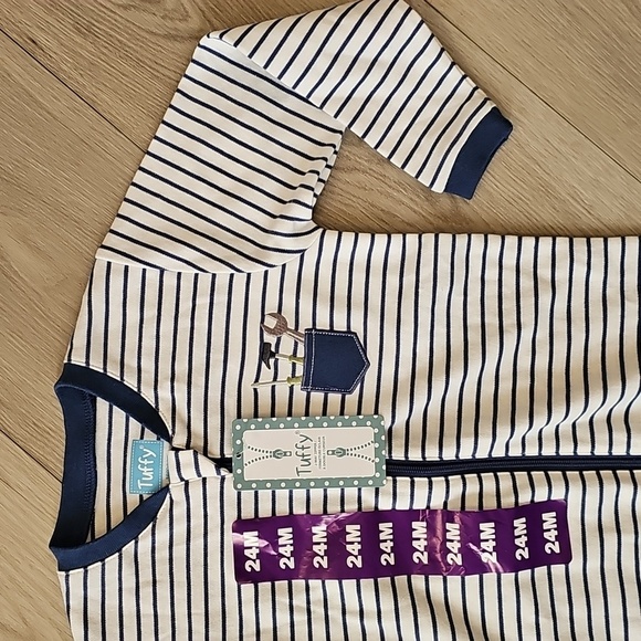 NWT Tuffy Striped Pocket Of Tools Footed Sleeper, 24 Months - Picture 2 of 7